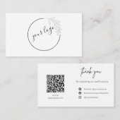 Botanical Logo QR Code Thank You Card Business 名刺 (正面/裏面)