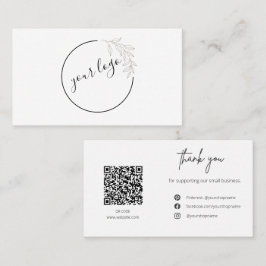 Botanical Logo QR Code Thank You Card Business 名刺