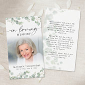 Botanical Loving Memory Photo Funeral Prayer Card