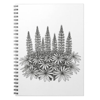 Botanical Lupine Flower Spiral Notebook ノートブック