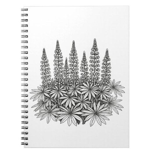 Botanical Lupine Flower Spiral Notebook ノートブック (正面)