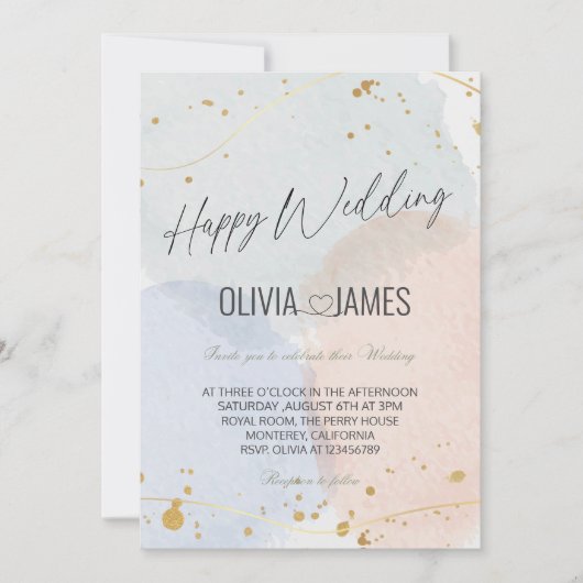 Botanical Luxury Wedding - Happy Wedding Party 招待状 (正面)