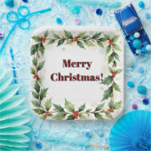 Botanical Merry Christmas  ペーパープレート (パーティー)
