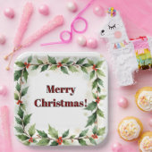 Botanical Merry Christmas  ペーパープレート (パーティー)