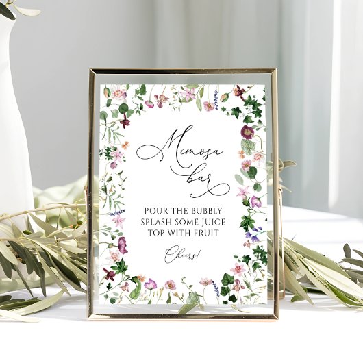 Botanical Mimosa Bar Drink Sign ポスター