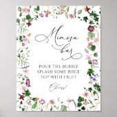 Botanical Mimosa Bar Drink Sign ポスター (正面)