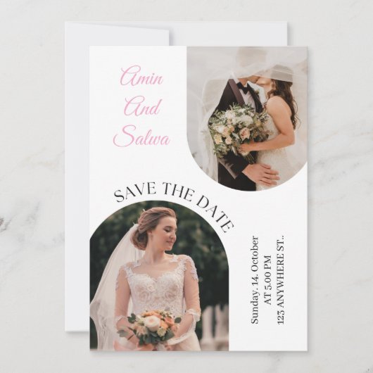 Botanical Minimal Wedding Invite | Green Floral |  シーズンカード (正面)