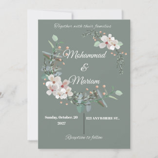 Botanical Minimal Wedding Invite | Green Floral |  シーズンカード