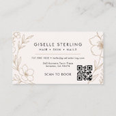 Botanical Minimalist Blush Beauty Salon QR Code 名刺 (裏面)