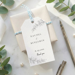 Botanical Minimalist Wedding Thank you Black White ギフトタグ