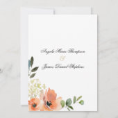 Botanical mint green coral pink floral wedding 招待状 (裏面)