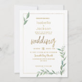 Botanical mint green gold greenery Wedding 招待状 (正面)