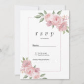 Botanical mint green pastel pink floral RSVP  招待状 (正面)