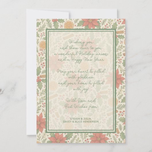 Botanical Mistletoe Classic Floral Art Pattern シーズンカード (裏面)