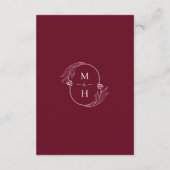 Botanical Monogram Wedding Details Burgundy エンクロージャーカード (裏面)