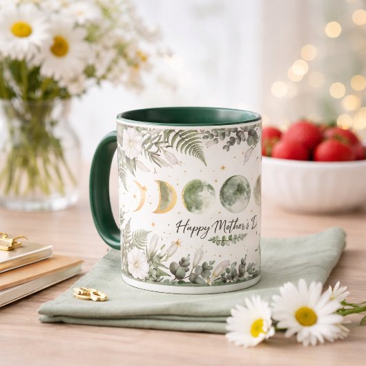 Botanical Moon Phase Happy Mother’s Day Green マグカップ