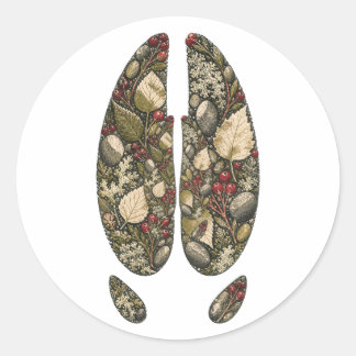 Botanical Moose Hoof Birch Bog Nature Sticker ラウンドシール