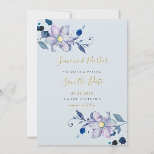 Botanical Motifs日付カードを保存 セーブザデート (正面)