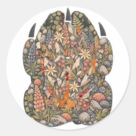 Botanical Mountain Goat Hoof Alpine Nature Sticker ラウンドシール (正面)