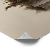 Botanical Mushroom Print, Boho Moss Fern ポスター (角)