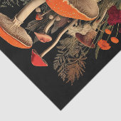 Botanical Mushrooms & Flowers on Black Background 薄葉紙 (詳細)