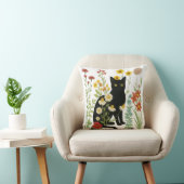 Botanical Nature – Black Cat in Wildflower Garden クッション (椅子)