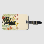 Botanical Nature – Black Cat in Wildflower Garden ラゲッジタグ (正面横)