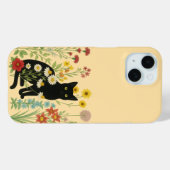  Botanical Nature – Black Cat in Wildflower Garden Case-Mate iPhoneケース (裏面 (横))