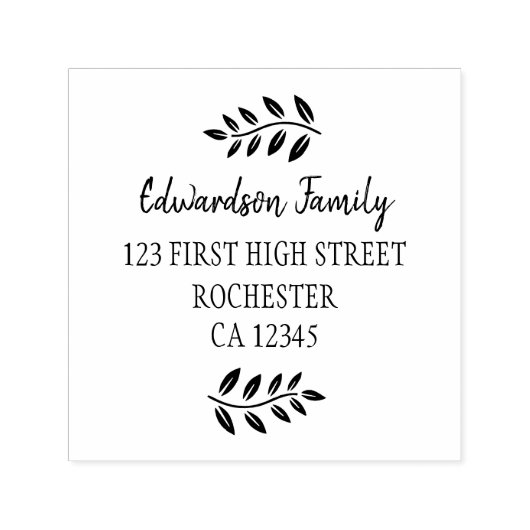 Botanical olive leaves branch script セルフインキングスタンプ (デザイン)