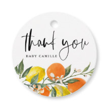 Botanical Orange and Lemon Baby Shower Thank You