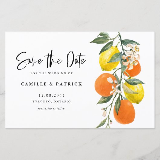 Botanical Orange and Lemon Garland Save the Date (正面)