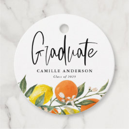 Botanical Orange and Lemon Graduation Thank You フェイバータグ