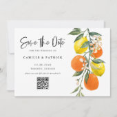 Botanical Orange and Lemon QR Code Save the Date セーブザデート (正面)
