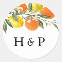 Botanical Orange and Lemon Wedding Monogram