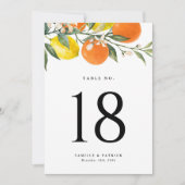 Botanical Oranges and Lemons Wedding Table Number (正面)