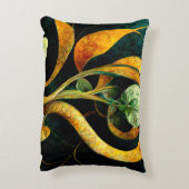 Botanical Orchid Greens & Golds アクセントクッション (裏面(縦))