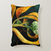 Botanical Orchid Greens & Golds アクセントクッション (正面(垂直))