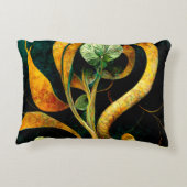Botanical Orchid Greens & Golds アクセントクッション (裏面)
