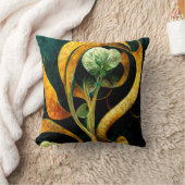 Botanical Orchid Greens & Golds クッション (ブランケット)