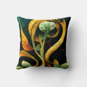 Botanical Orchid Greens & Golds クッション (裏面)