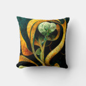 Botanical Orchid Greens & Golds クッション (正面)