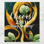 Botanical Orchid Greens & Golds ワインラベル (シングルラベル)