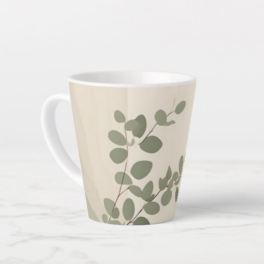 Botanical organic eucalyptus leaf neutral tones カフェラテマグ (左アングル)