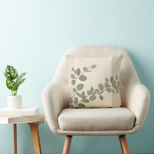 Botanical organic eucalyptus leaf neutral tones クッション (椅子)