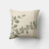 Botanical organic eucalyptus leaf neutral tones クッション (裏面)