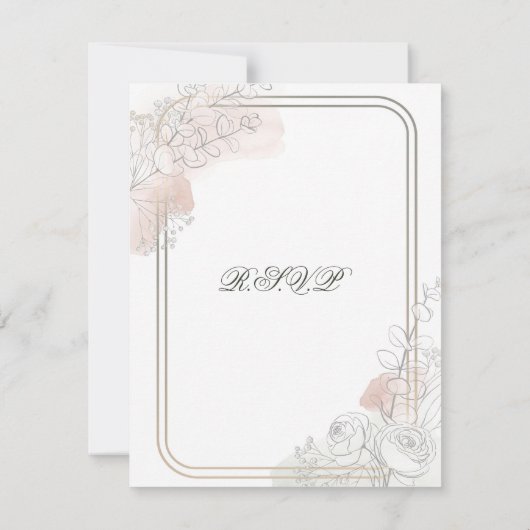 Botanical Outline Sage & Blush Floral R.S.V.P. 招待状 (裏面)