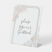 Botanical Outline Sage & Blush Floral Wedding  台座サイン (正面)