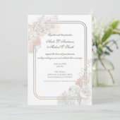 Botanical Outline Sage & Blush Floral Wedding  招待状 (スタンド正面)