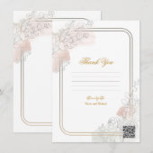 Botanical Outline Sage Blush Floral Wedding Sign 招待状 (正面/裏面)