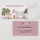 Botanical Palm Pink HORSE DOG HUMAN THERAPHY 名刺 (正面/裏面)